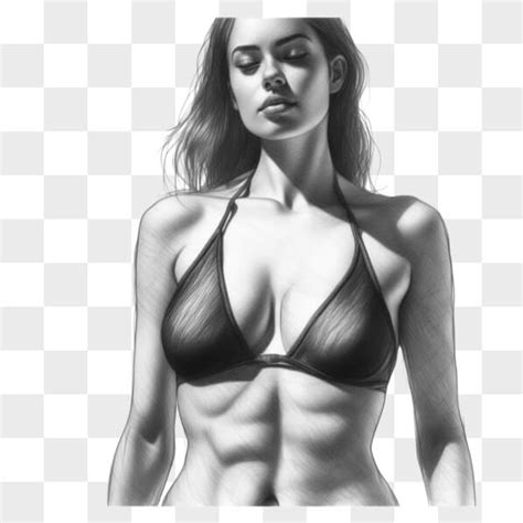 Descarga Boceto Artístico de una Mujer en un Bikini Negro Bocetos En Línea Creative Fabrica