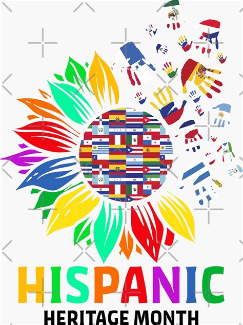 Hand Flags Sunflower Root Latino Hispanic Heritage Month Sticker For Sale By Cooldesigns2020