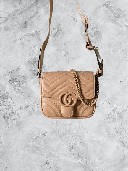 Like New Gucci Gg Marmont Mini Shoulder Bag Nude Kelengkapan Full