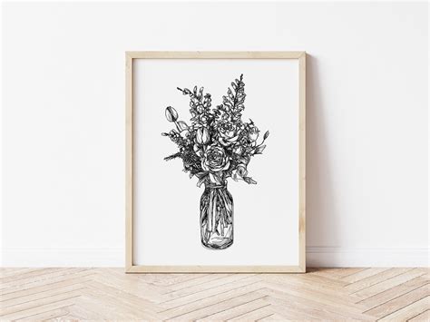 Minimalist Flower Bouquet Digital Wall Art Printable - Etsy