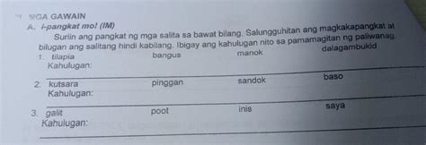 Suriin Ang Pangkat Ng Mga Salita Sa Bawat Bilang Salungguhitan Ang