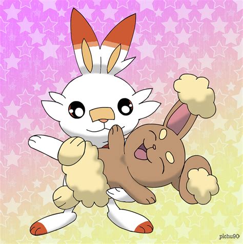 Scorbunny And Buneary By Pichu90 On Deviantart