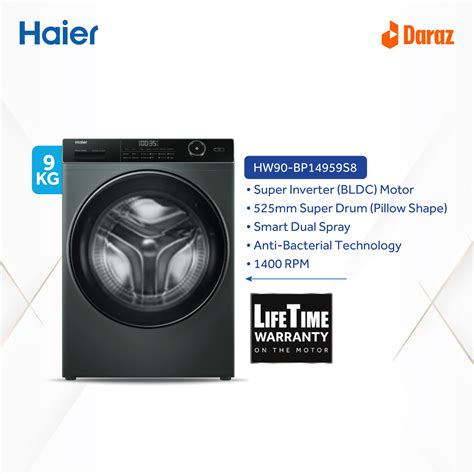 Haier Kg Front Loading Washing Machine Drum Steam Wash Bldc Motor