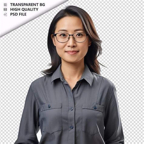 Premium Psd Asian Woman Social Worker On White Background White Isola