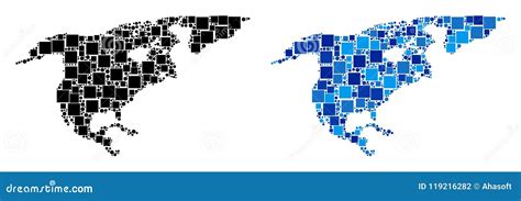 Dotted North America Map With Blue Version Stock Vector Illustration Of Cold Continental