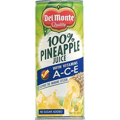 Del Monte Pineapple Juice With Vitamins Ace Ml Juices