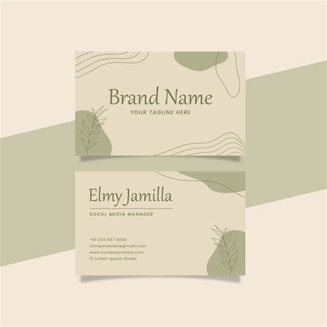 Printable Aesthetic Business Card Template Decorated With Botanical And