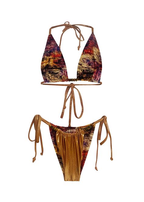 Sica Reversible Sliding String Bikini Set Golden Latte Etsy