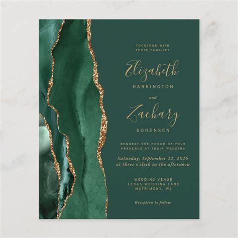 Budget Emerald Green Agate Wedding Invitation Zazzle Agate Wedding