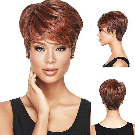 Pixie Cut Short Wig Dark Red Mixed Wig Ladies Wig Fashion Etsy