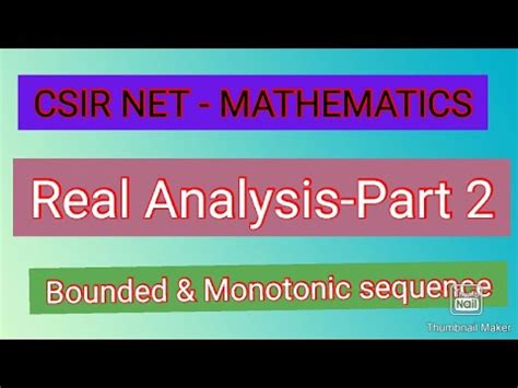 Csir Net Mathematics Tamil Bounded And Monotonic Sequence Real Analysis