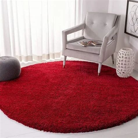 For Home Round Red Shaggy Floor Carpet At 128 Sq Ft In Bhadohi ID