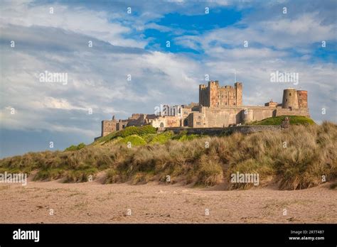 Dune Landscape In Front Of Bamburgh Castle Northumberland England