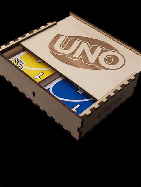 Uno Card Game Box Personalized Laser Wood Cut Etsy