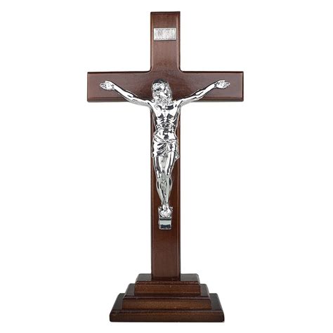 Buy Traditional Walnut Wood Silver Corpus 13 Inch Catholic Religious