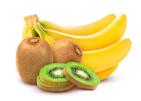 Premium Photo Banana And Kiwi Isolated