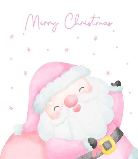 Premium Vector Cute Pink Christmas Santa Claus With Sack Watercolor