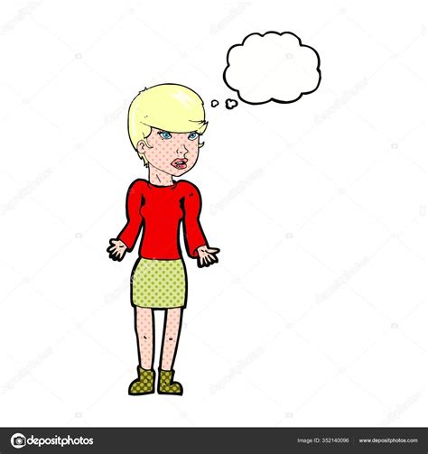 Cartoon Confused Woman Thought Bubble Stock Illustration By