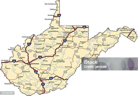 West Virginia Highway Map Vektorgrafik Och Fler Bilder På Karta Karta West Virginia