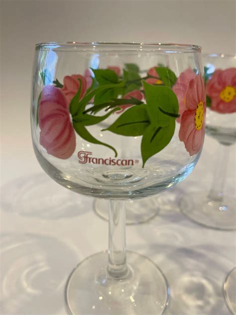 Rare And Vintage Franciscan Desert Rose Wine Glasses Set Of 4 Made In France Mint And Signed Etsy