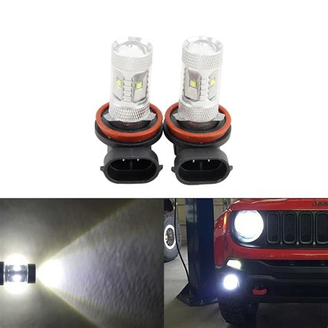 Pcs Xenon White W Led Bulbs For Jeep Renegade Up Fog Light Lamp