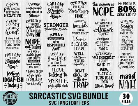 Sarcastic Bundle Svg Png Eps Dxf Sarcastic Quotes Svg Mom Life Etsy