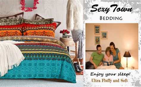 Sexytown Bohemian King Size Comforter Set Boho Chic Exotic Striped Bedding Set 100 Brushed