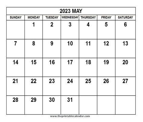 May 2023 Calendar