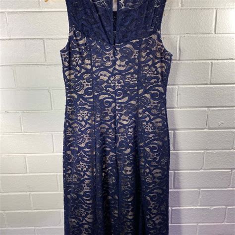 Review Womens Size 12 Sleeveless Lace Dress Blue S