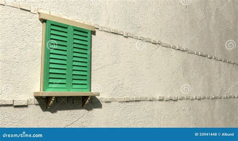 Window With Closed Green Shutters Perspective Stock Photo Image Of