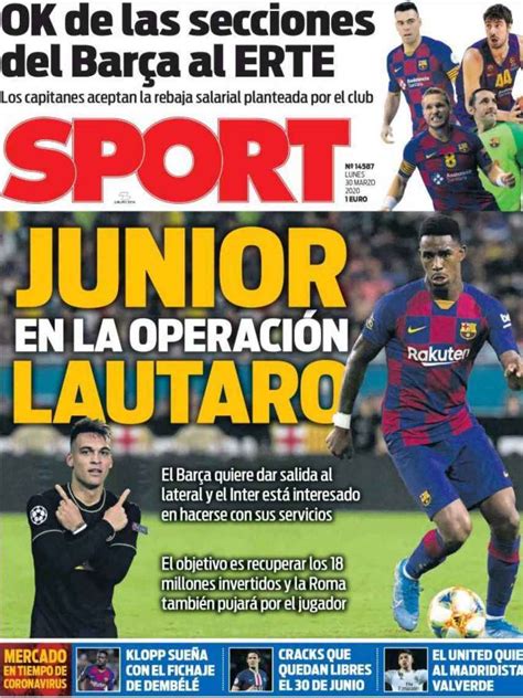 La Portada Del Diario Sport 30 03 2020