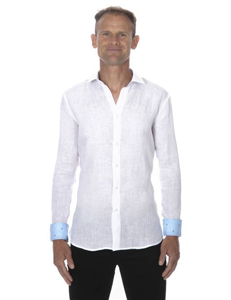 Chemise En Lin Homme Col Italien Blanche Ugholin