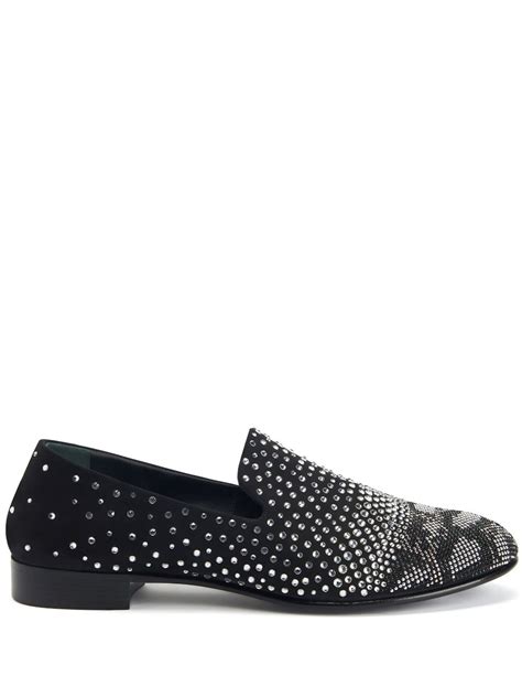 Giuseppe Zanotti Marthin Crystal Embellished Loafers Black Farfetch