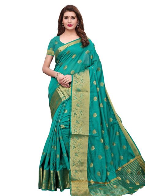 Sea Green Banglori Silk Saree With Blouse Stylish Sarees Silk