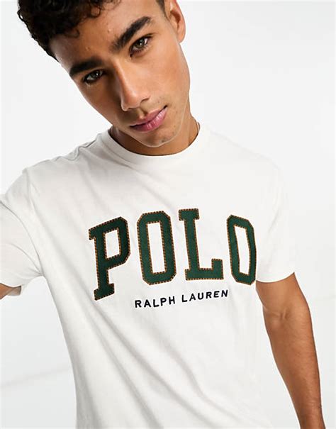 Polo Ralph Lauren Klassisches Oversize T Shirt In Creme Mit College Logo Asos