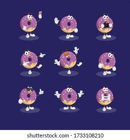 All Set Collection Doughnuts Icons Stock Vector Royalty Free