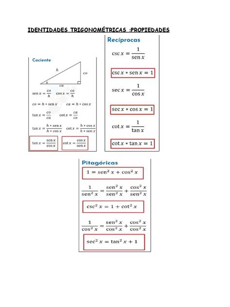 Identidades Trigonometricas Propiedades Pdf