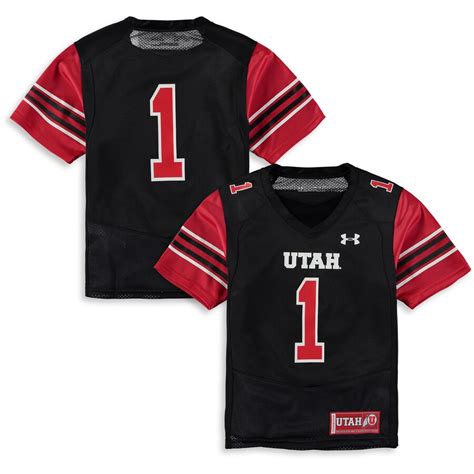 Youth Under Armour 1 Black Utah Utes Finished Replica Jersey