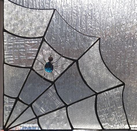 Stained Glass Spider And Corner Web Sun Catcher In Stained Glass