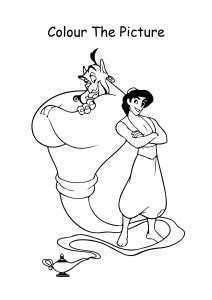 Aladdin And Genie From Aladdin Coloring Pages Worksheet For