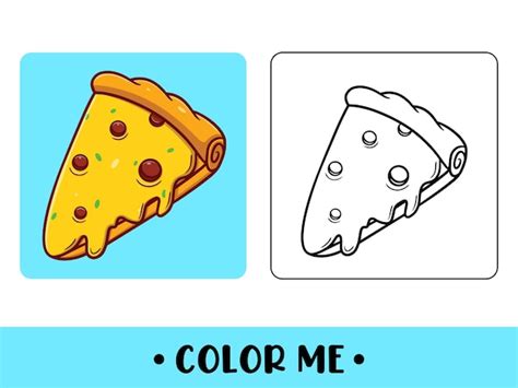 Vector Pizza Para Niños Colorear Página Vector Icono Ilustración