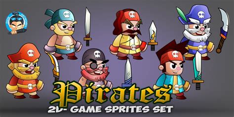 6 Pirates 2d Game Character Sprites Set By Dionartworks Codester