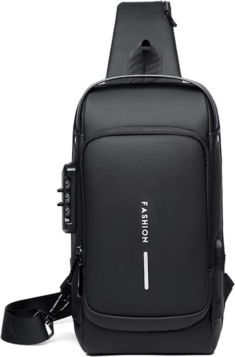 FANDARE Sac à bandoulière antivol pour homme avec port de charge USB