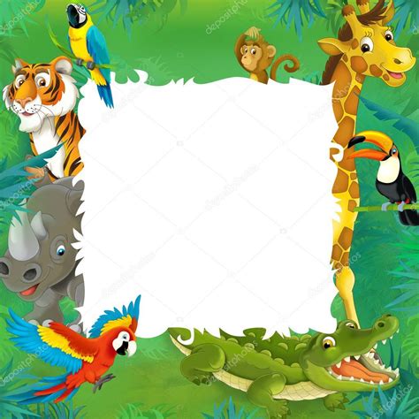 Cartoon Safari Jungle Frame Border Template Illustration For The