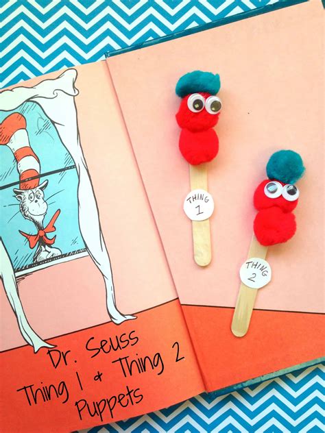 Dr. Seuss Thing 1 and Thing 2 Puppets Kids Craft