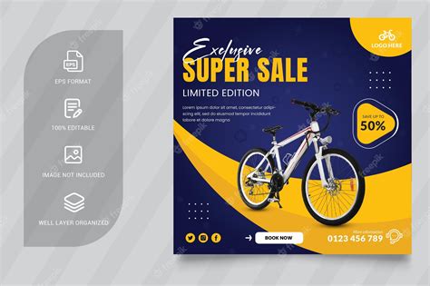 Premium Vector Bicycle Super Sale Creative Instagram Post And Social