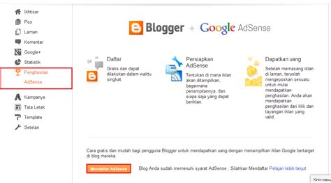 Menampilkan Menu Penghasilan Adsense Yang Tidak Muncul Di Blogger Si