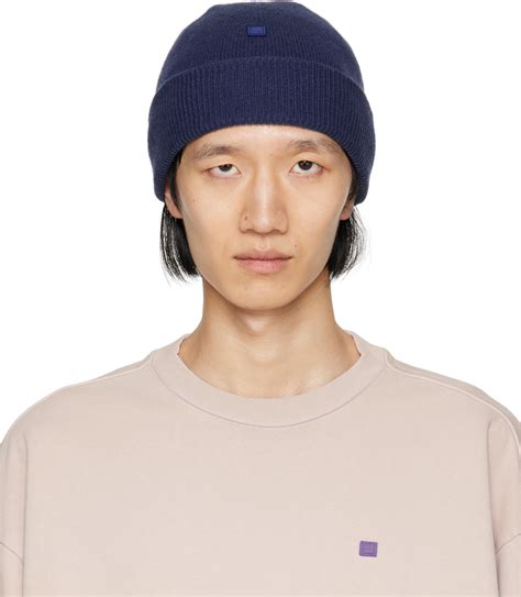 Acne Studios Navy Micro Patch Beanie Ssense Uk