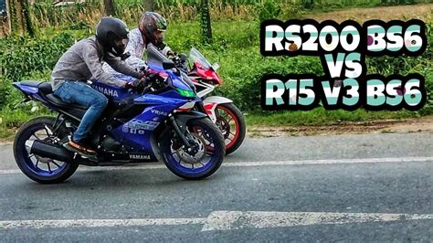 Pulsar Rs200 Bs6 Vs Yamaha R15 V3 Bs6 Drag Race Rolling Race