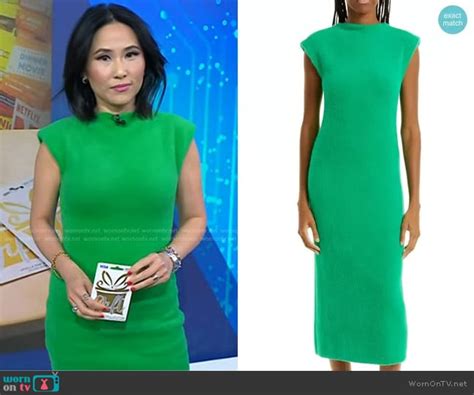 WornOnTV Vickys Green Cap Sleeve Knit Dress On Today Vicky Nguyen